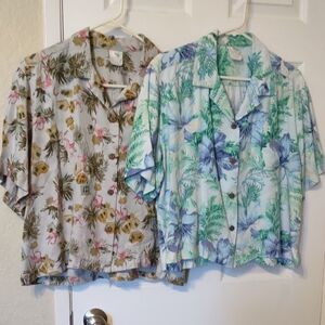 Tropic Moon Set 2 Floral and Palm Print Short Sleeve Shirts